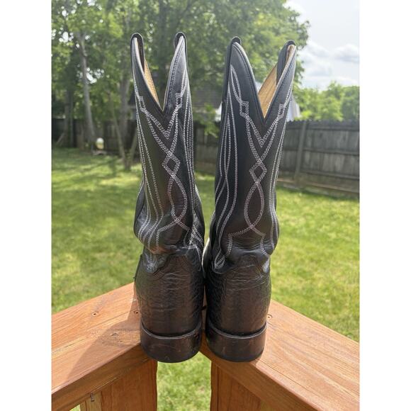 Tony Lama Men’s Cowboy Boots Size 9.5EE Black Leather Square Toe TL3000 main image 8